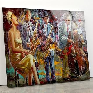 My Photostation.com Tempered Glass Wall Art 20Wx14H'' Jazz Wall Decor Home Decor Glass Printing Africa American Art Jazz Singer Wall Art Jazz Music Wall Art Gifts for Her