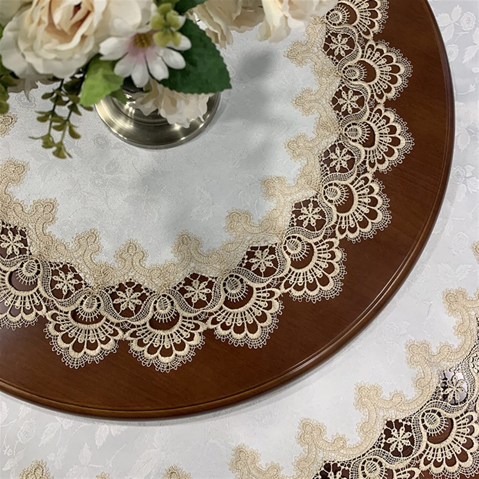 Męska oddychająca bawełniana bielizna Europejski styl wiejski koronkowy obrus do kawy pusty prostokątny kwadratowy okrągły przędza haftowana(L,Diameter 220CM)