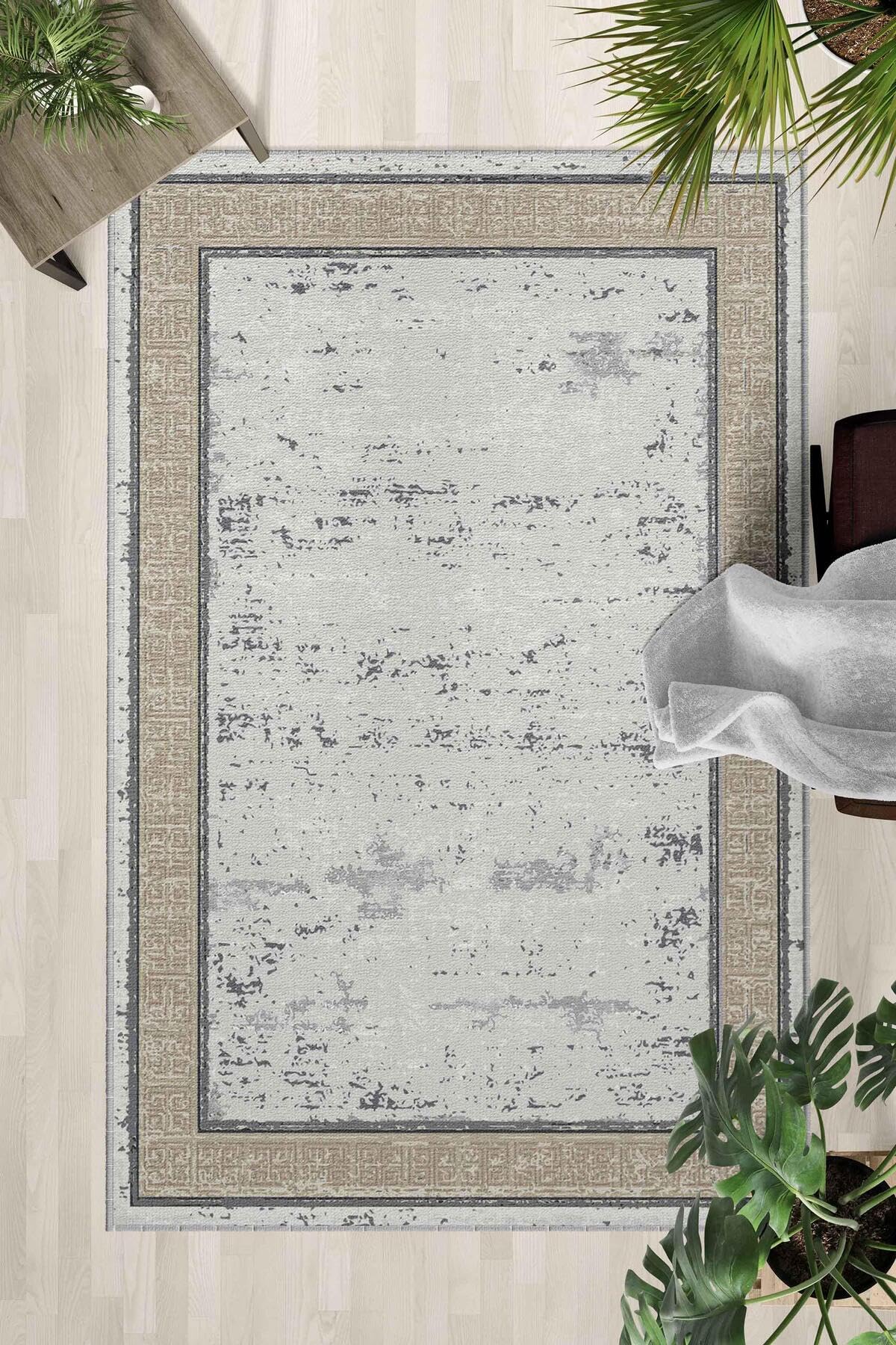 Monnhein Çok Renkli Halı 0036 - Yıkanabilir, Kaymaz Taban, Dijital Baskılı, Leke Tutmaz, İnce Hav, Modern Salon, Oturma Odası, Yatak Odası ve Mutfak için Dekoratif Halı