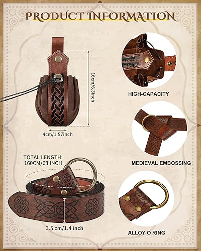 Miniatura 2 de Jiuguva Women's Renaissance Corset Waist Belt Medieval Viking Belt Medieval Leather Belt Pouch Ren Faire Costume Accessories