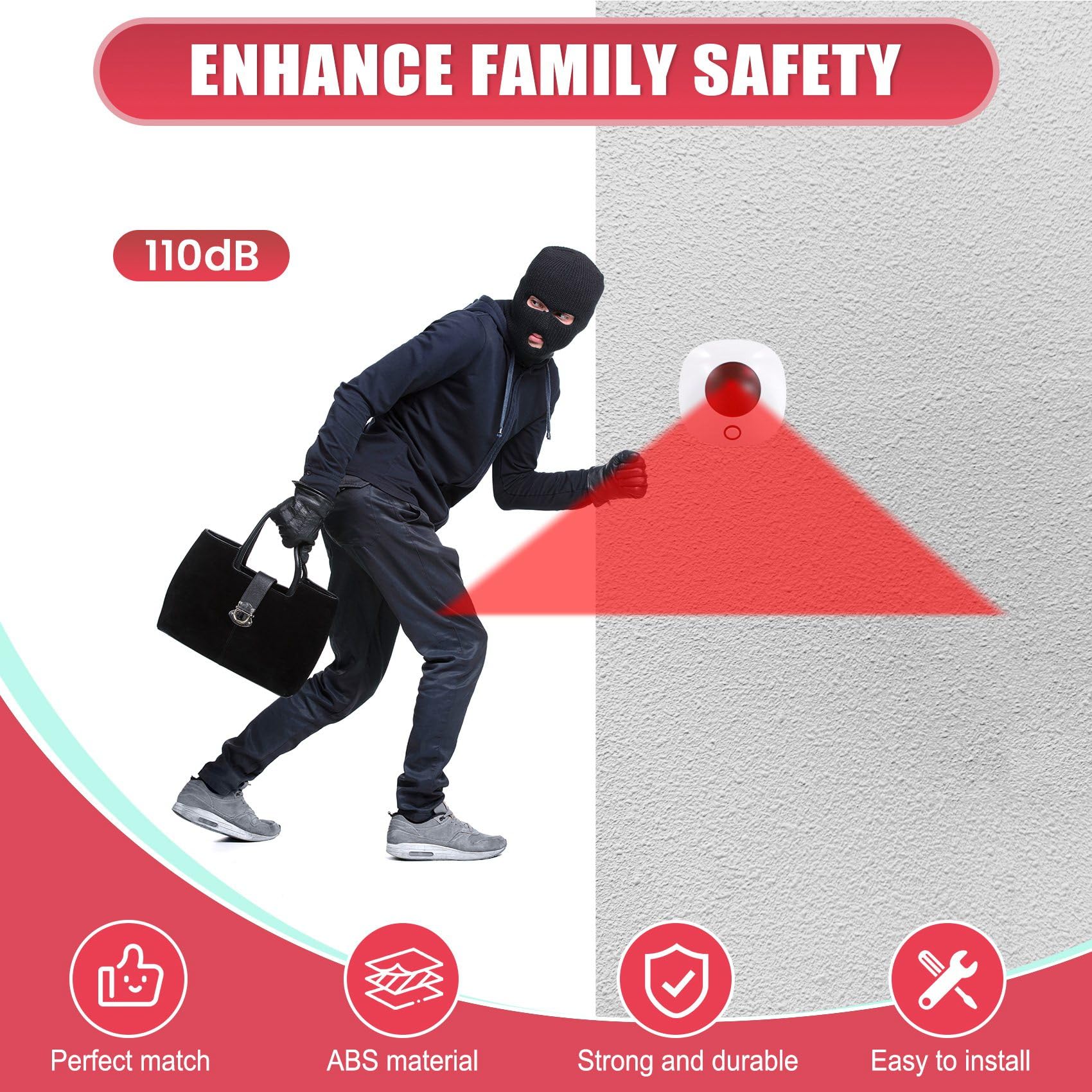Sirena de Alarma con Luz de Sonido Inteligente WIFI 110dB TUYA Sirena de Protección de Seguridad de Seguridad de Alarma para el Hogar Enchufe Europeo