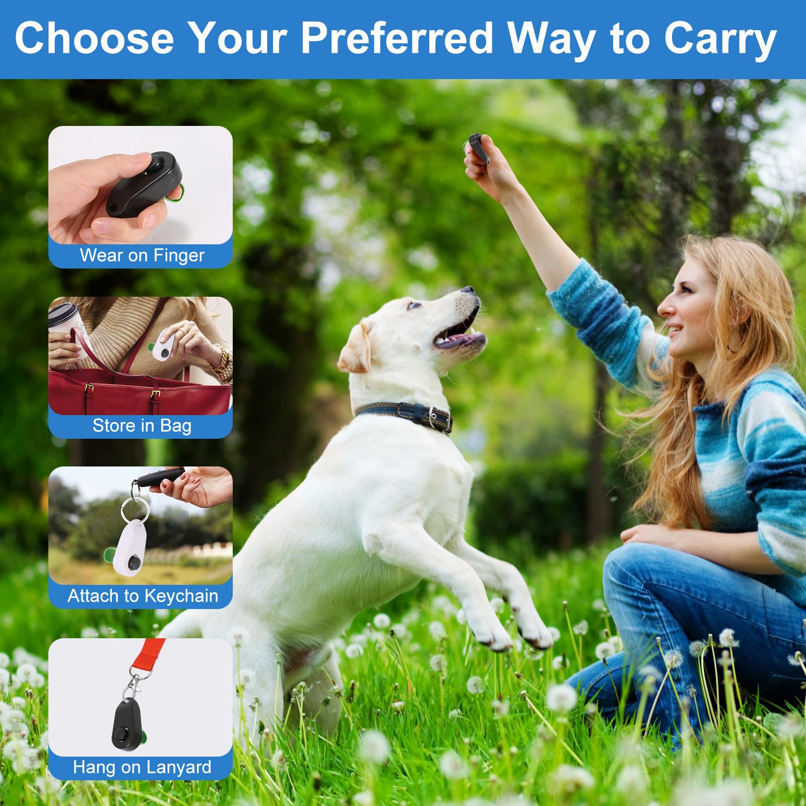 BARKIE Hundetrainings-Clicker mit Fingerring, 2 Stück, Welpenzubehör für Verhaltenstraining, tragbares Haustierzubehör für Spaziergänge mit dem Hund (Schwarz und Weiß)