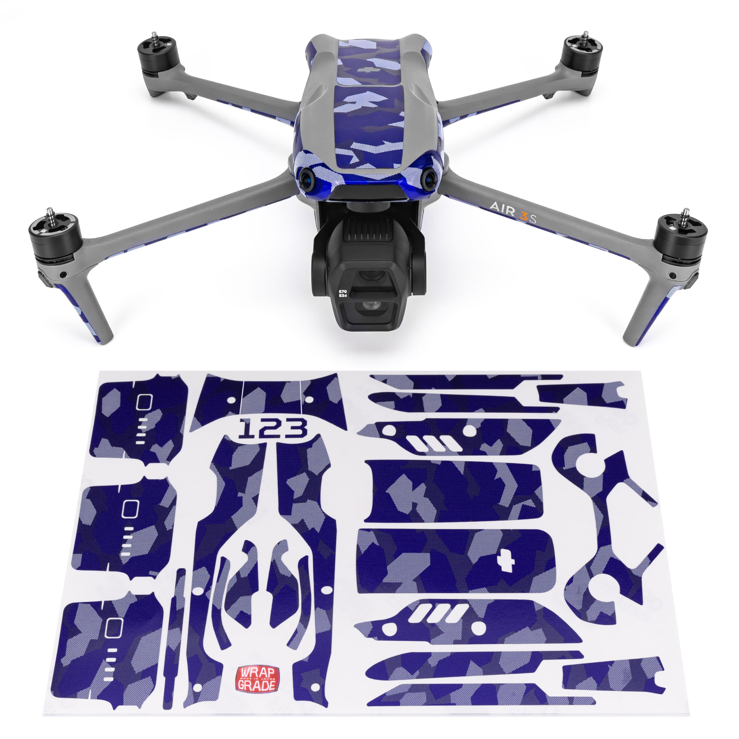 WRAPGRADE Skin Decal Sticker Accent Color Compatible with DJI Air 3S (Stratosphere Blue Dot Camo)