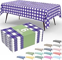 Vista 118 de Smiry Paquete de 10 Manteles Desechables de Cuadros Vichy Azules - 54" x 108" Mantel de Plástico de Servicio Pesado, Cubiertas de Mesa Impermeables
