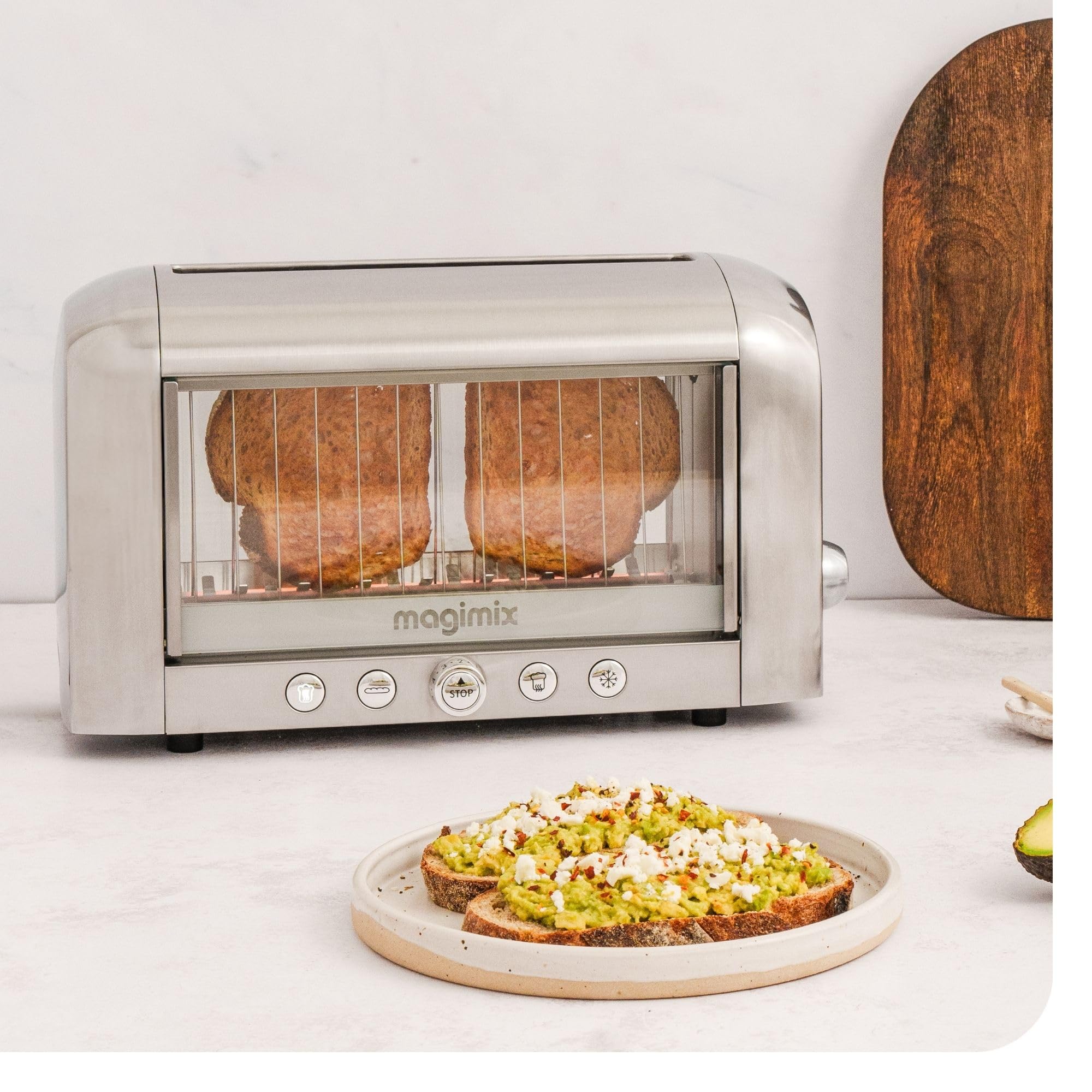 magimix Tostapane - Vision - Toaster con Finestra Panoramica in Vetro, 1450 W, Fessura XL, 4 Funzioni Automatiche, Resistenze al Quarzo Infrarosso, 8 Livelli di Doratura, Nero