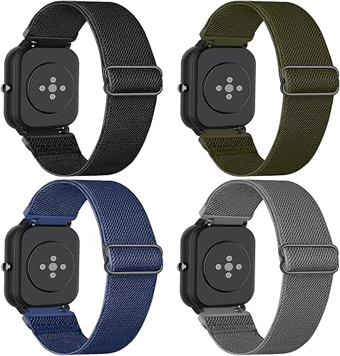 Lzwldan Paquete de 4 correas elásticas de nailon compatibles con Amazfit GTSGTS 2GTS 2 miniGTS 2eGTS 3GTS 4GTS 4 Mini, correas de reloj suaves de