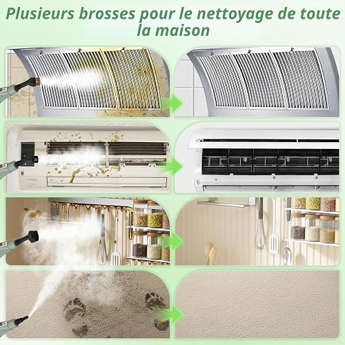 Nettoyeur Vapeur Haute Pression 2500W – Réservoir 1,1L – Pression 3 Bar & Vapeur à 105°C – Nettoyage Multisurface Sans Produit Chimique – 6 Réglages de Vapeur + 15 Accessoires - 8