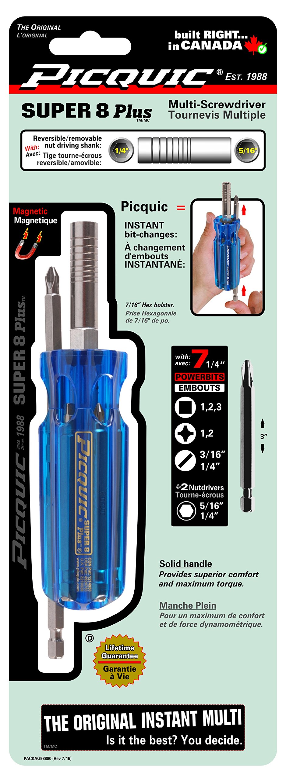 Picquic 98880 Super 8 Plus Nut Drivers, Electric Blue