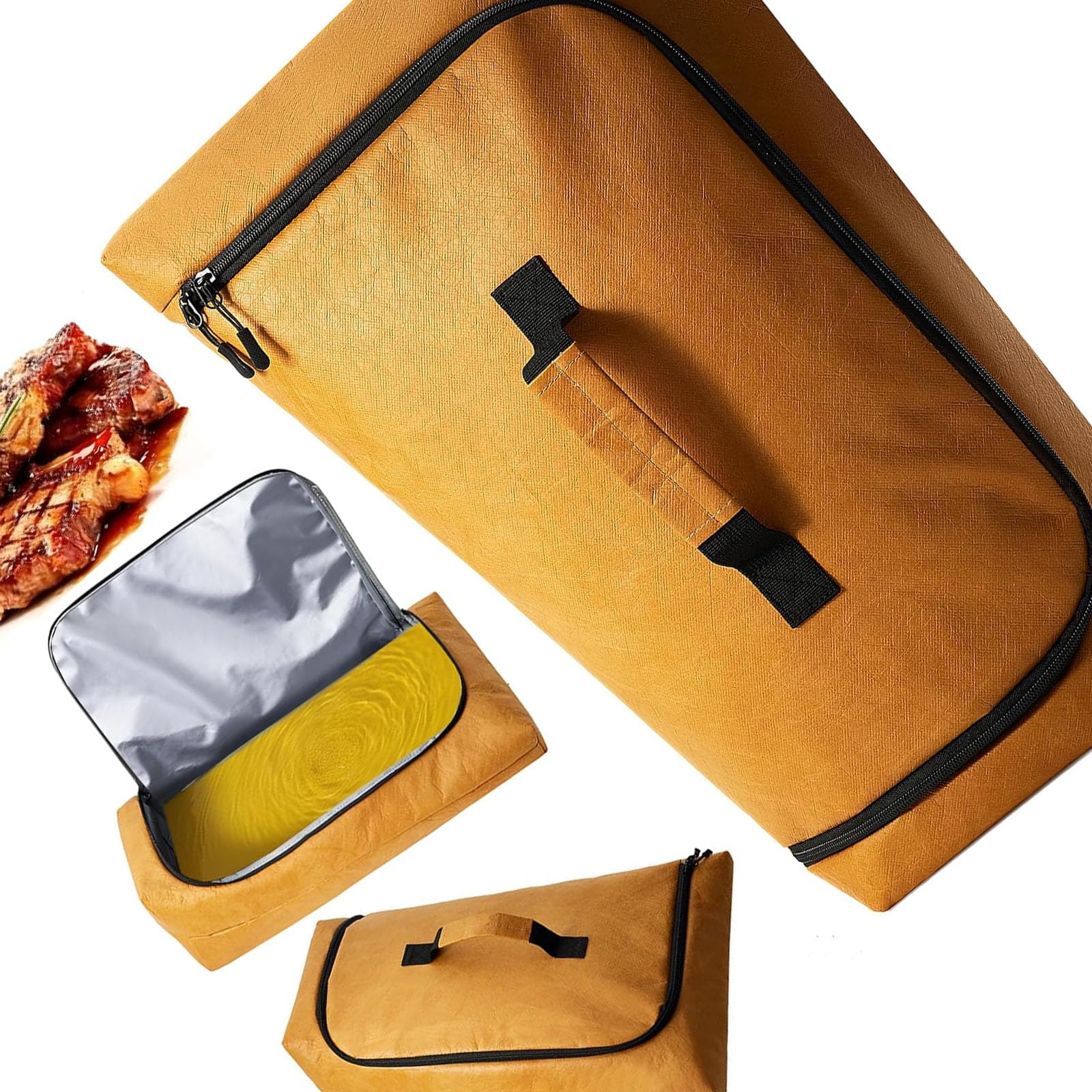 Buxuaaaa BBQ Blanket Zippered Closure Meat Resting Bag 21x14x8Inch Leakproof Meat Insulated Bag for Turkey Pork Shoulder Brisket Insulated BBQ