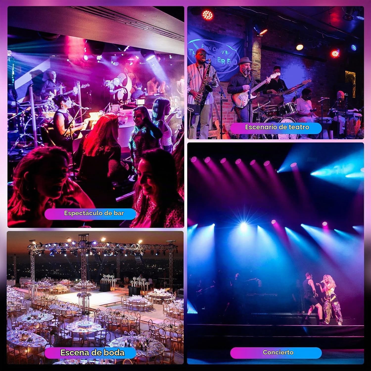 BETOPPER Luces de Discoteca DJ Luces Escenario DMX LED Par Foco Luz Escenario RGB 54x3w Proyector Iluminación Sonido Estroboscópica Lampe para Fiesta Bar Boda Casa Teatro Church Club LPC007 (1-Pieza)