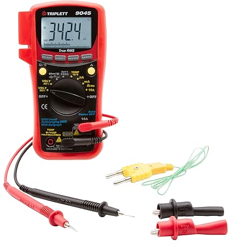 Miniatura 2 de Triplett 9045 True RMS Multímetro digital de 6000 cuentas voltaje CACC, corriente CACC, resistencia, continuidad, prueba de diodos y capacitancia