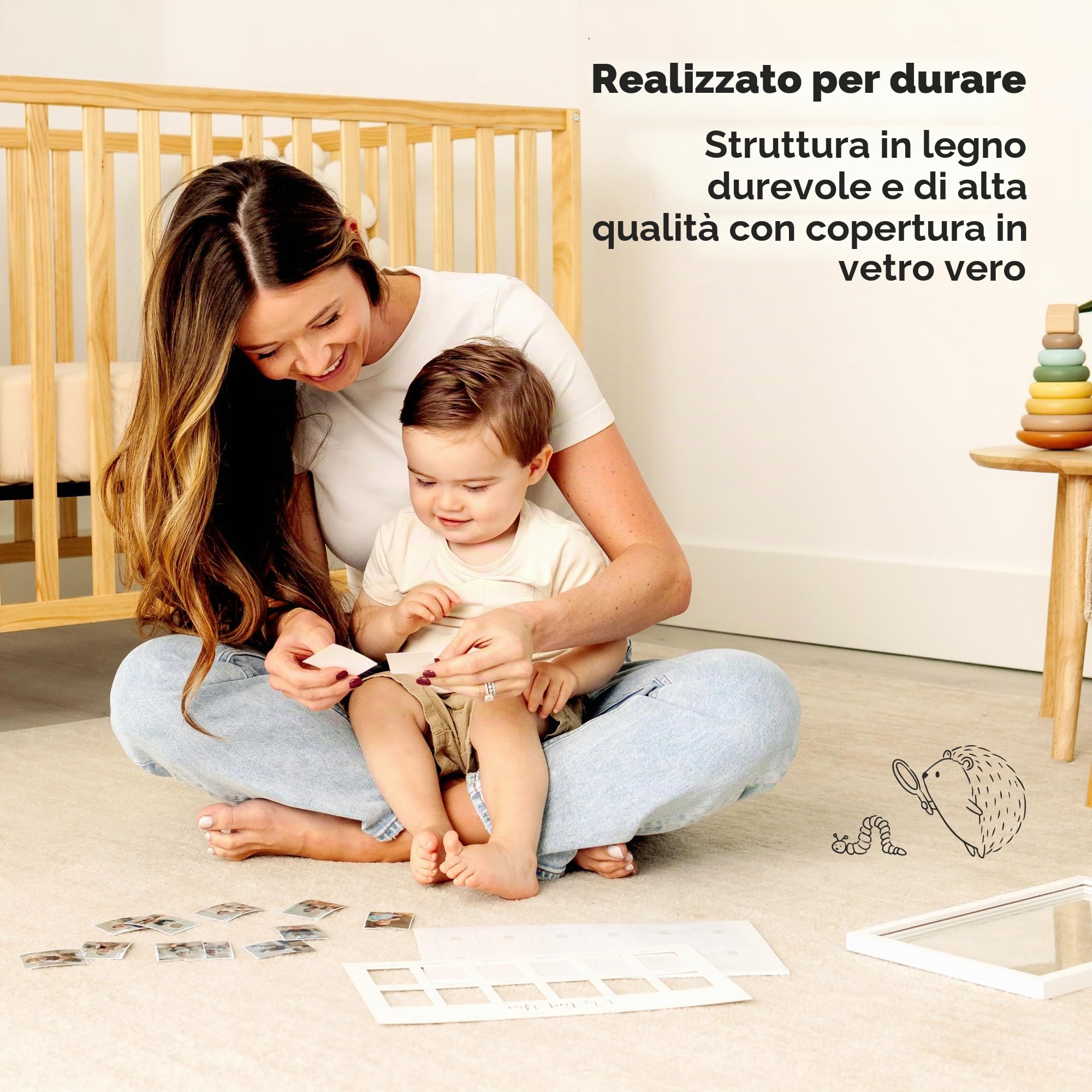KeaBabies Cornice portafoto con scritta My First Year, cornice per foto di 12 mesi, per neonata, regalo per baby shower, ricordo mensile per un anno di compleanno, per il primo asilo (Alpine White)