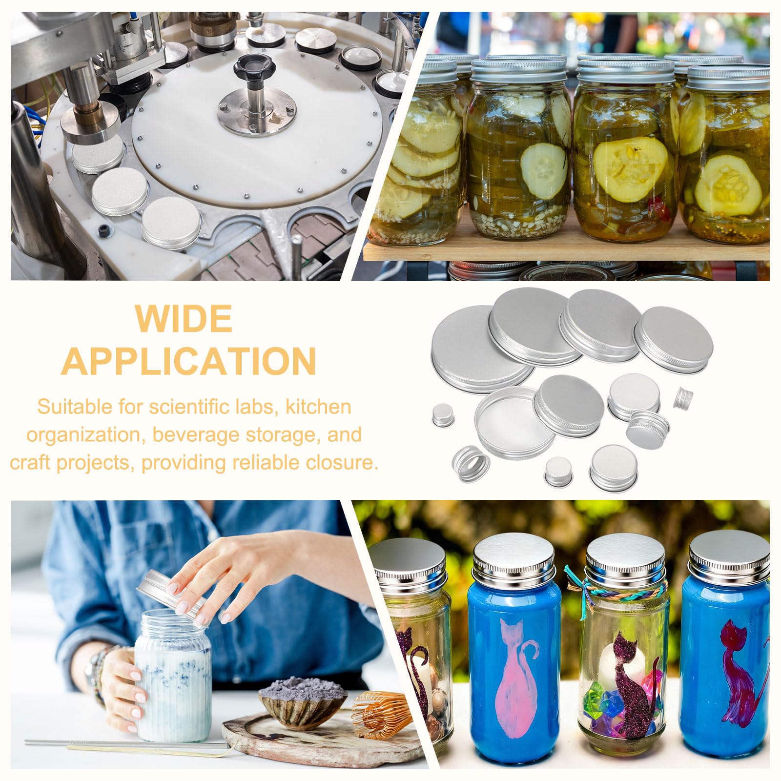 PATIKIL 38mm Metallische Runde Schraubdeckel 36 Stück Aluminium Mason Jar Deckel Schraubverschlüsse Für Labor Haushalt Aufbewahrungsgläser Gallonenkannen Glas Snackbehälter Silberfarben