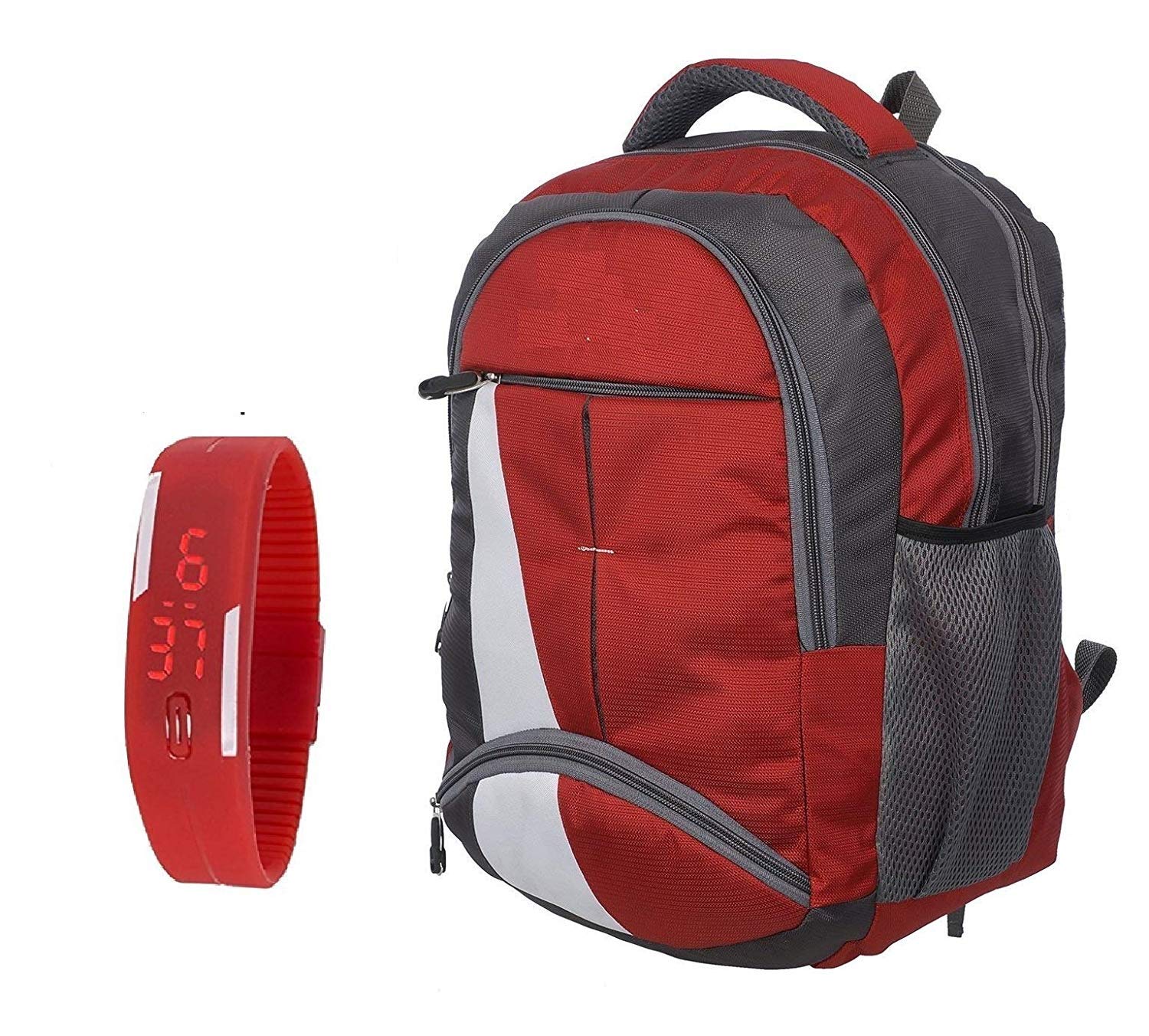 BLUTECH Canvas Red Waterproof School Bag for Boys & college laptop Bag with combo of WATCH (B07FSQ113X) Amazon Price History, Amazon Price Tracker