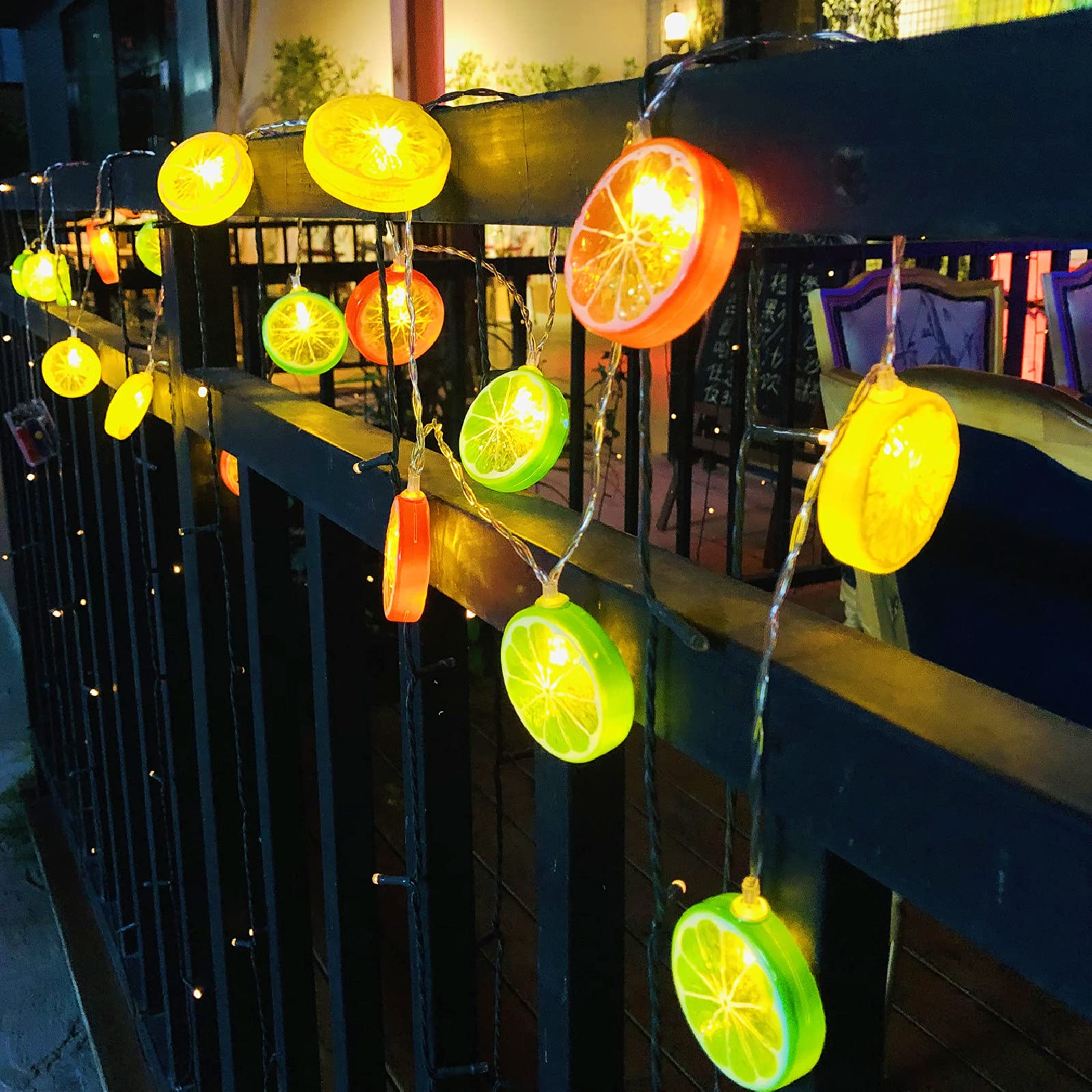 Guirnalda de luces de hadas mixcolor, funciona con pilas, para colgar en la cocina, fiesta, boda, festival, decoración del hogar (mezcla de limón, 10 m/80 LED)