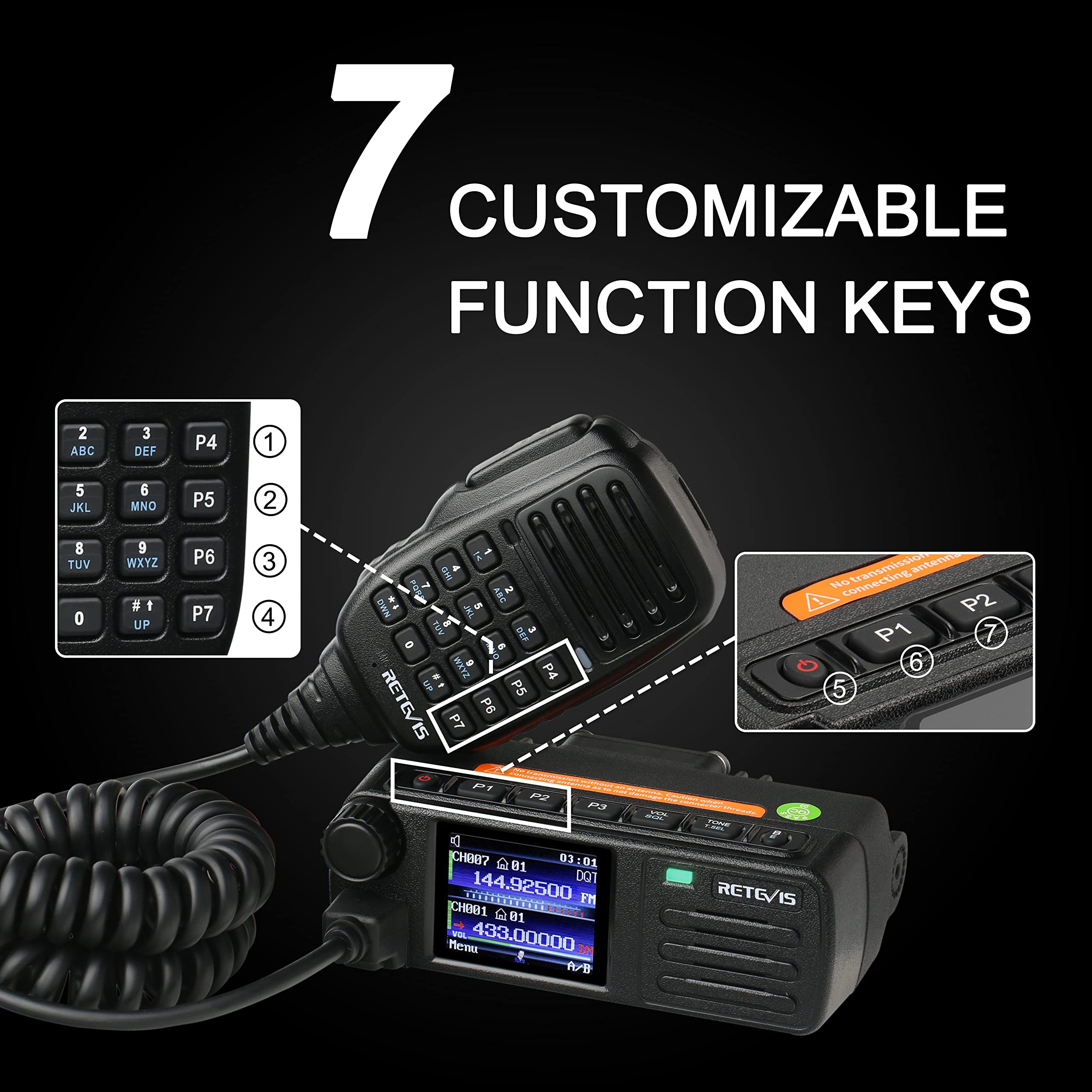 Retevis RT73 Transceptor de Radio DMR, GPS/APRS, Tamaño Mini, Banda Dual, Radioaficionado DMR de Largo Alcance, 4000 Canales, 200 000 Contactos, Mini Emisora Dmr para Camiones (1 Unidad, Negro)