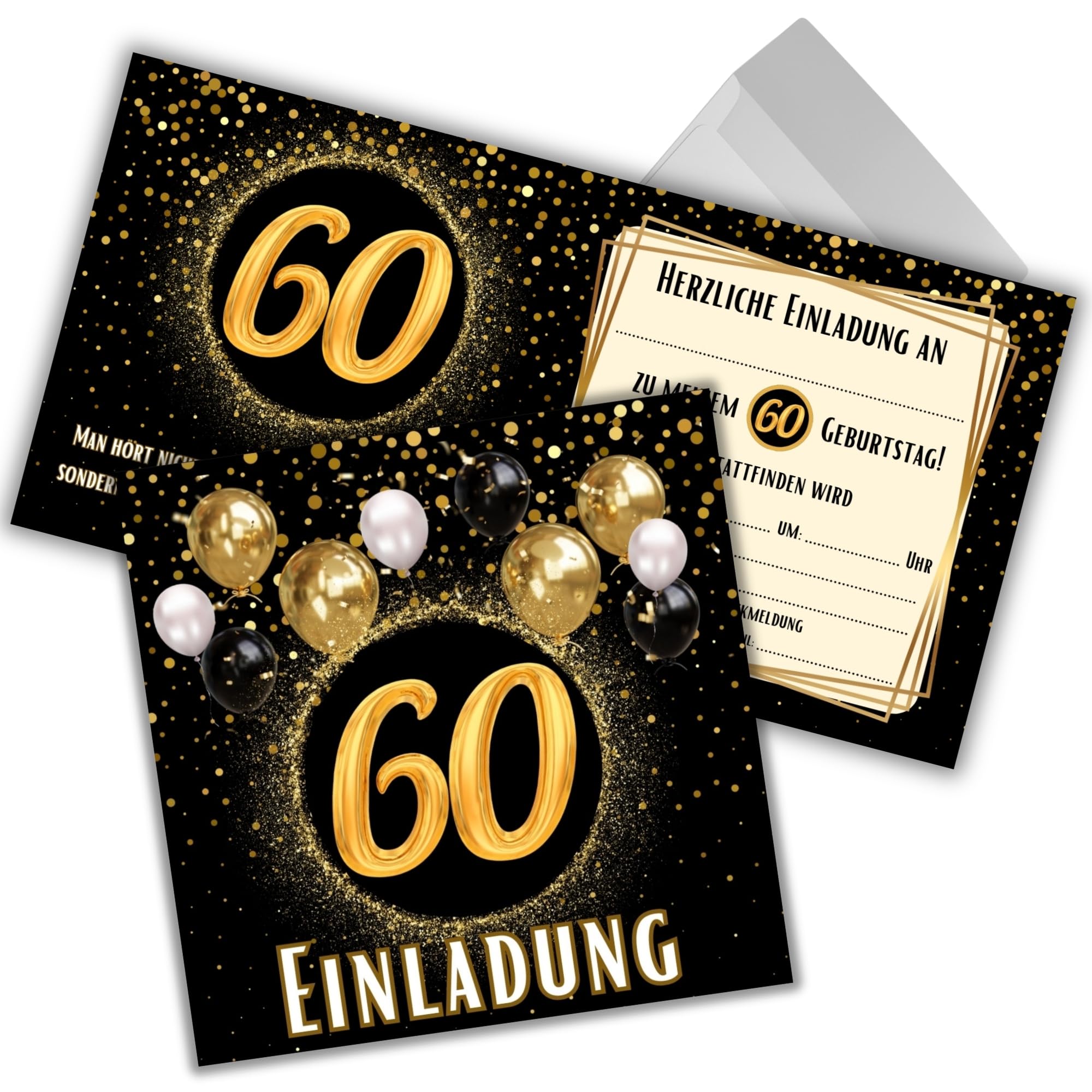 JOCERO 60th Birthday Invitations - Pack of 12 with Envelopes