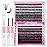 FADLASH Lash Extension Kit 50D+60D Lash Clusters D Curl Lash Cluster Kit DIY Eyelash Extension Kit with Lash Bond and Seal Lash Tweezer Cluster Lashes (Kit, 50D+60D-07D-Mix10-18)