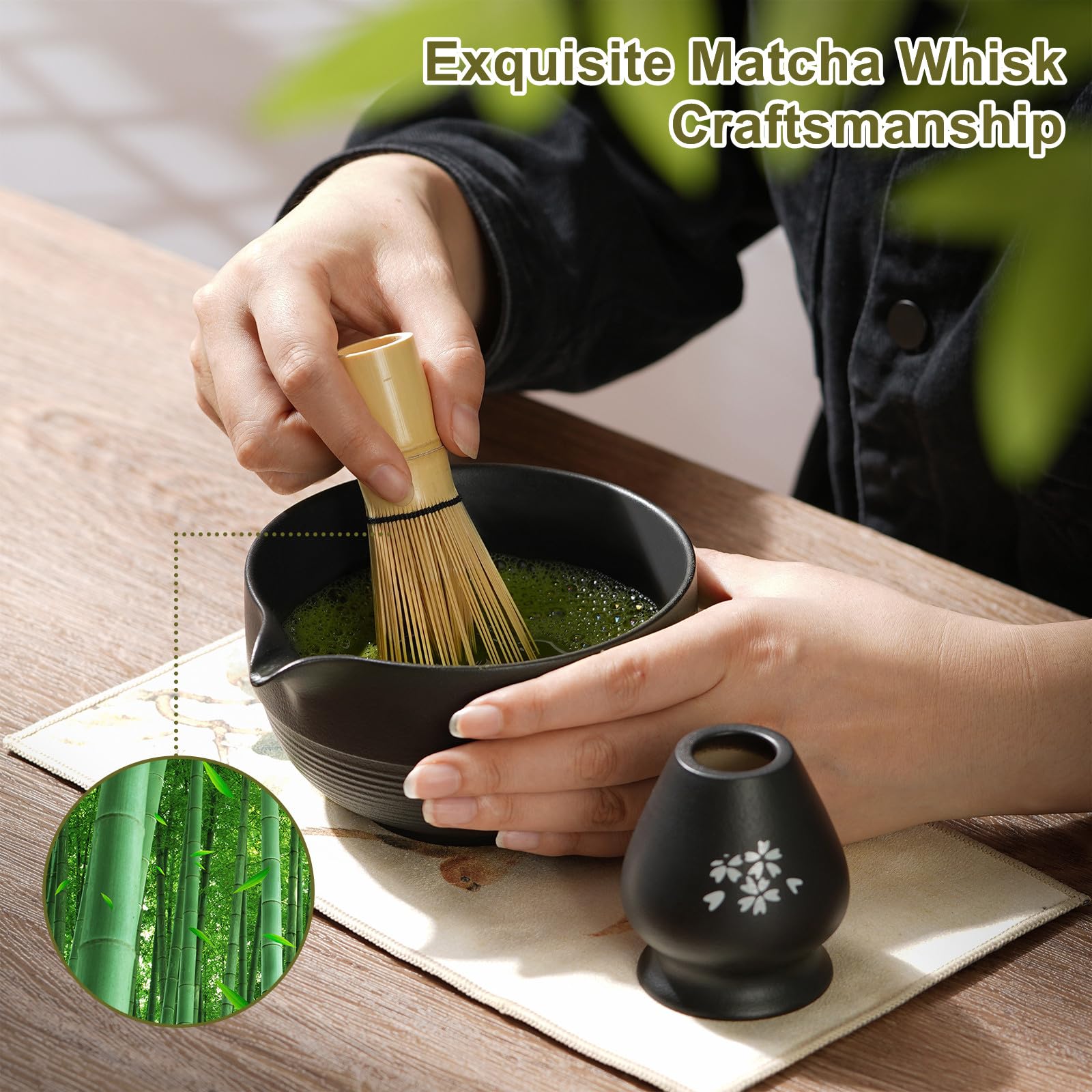 Zestaw Matcha | Zestaw do herbaty Matcha | Miska Matcha z dzióbkiem | akcesoria matcha 8-częściowe do ceremonii Matcha i Latte, prezent MatchaTea dla miłośników Matcha