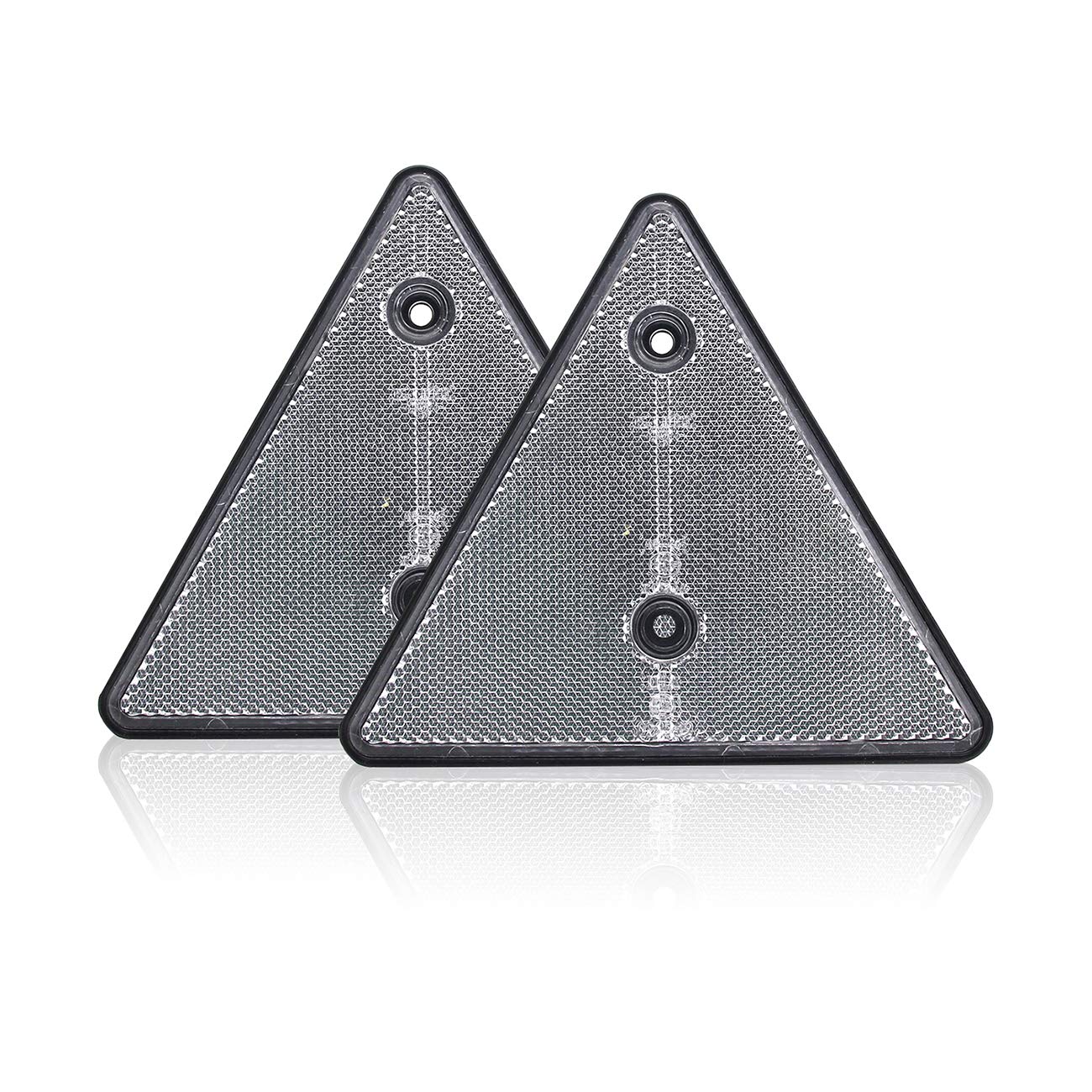 Trailer caravan triangle red reflectors, Set of 2 (White, Middle screw hole mounting)
