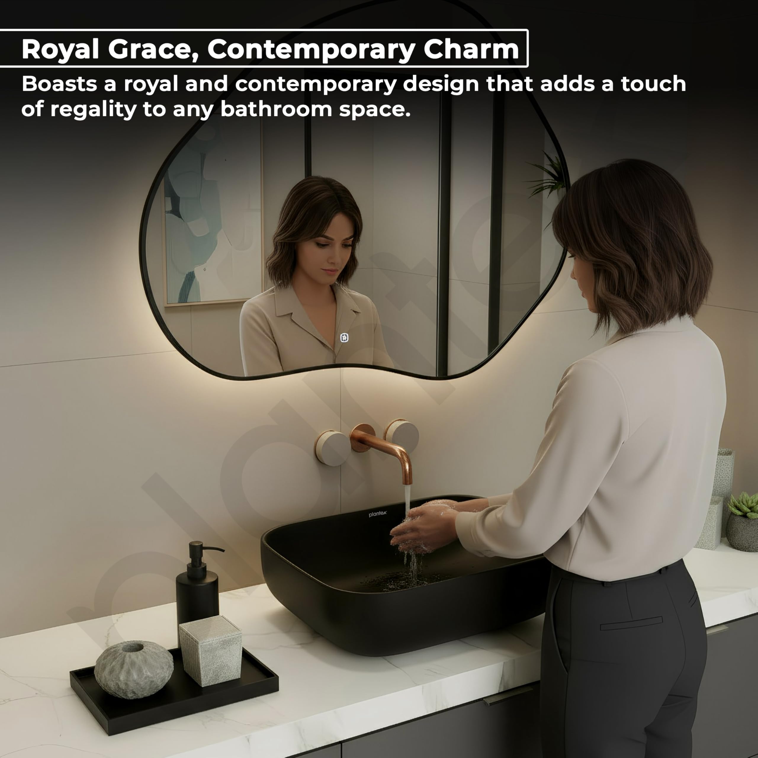 Plantex Ceramic Black Wash Basin for Bathroom/Table Top Basin/Washbasin for Bathroom (Matt Black - 18 x 13 x 5.5 Inch) 4