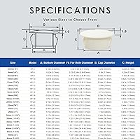 Vista 8 de 2 In/50 mm Plastic Plugs for Round Holes, White Screw Hole Cover Flush Type Snap in Locking Fastener Covers Caps for Sheet Metal Panels Tube Kitchen