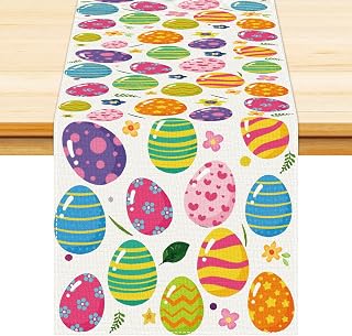 Nialnant Easter Egg Table Runner,Easter Decorations for Table Kitchen Dinner Table Farmhouse- 13 x 72 Inch