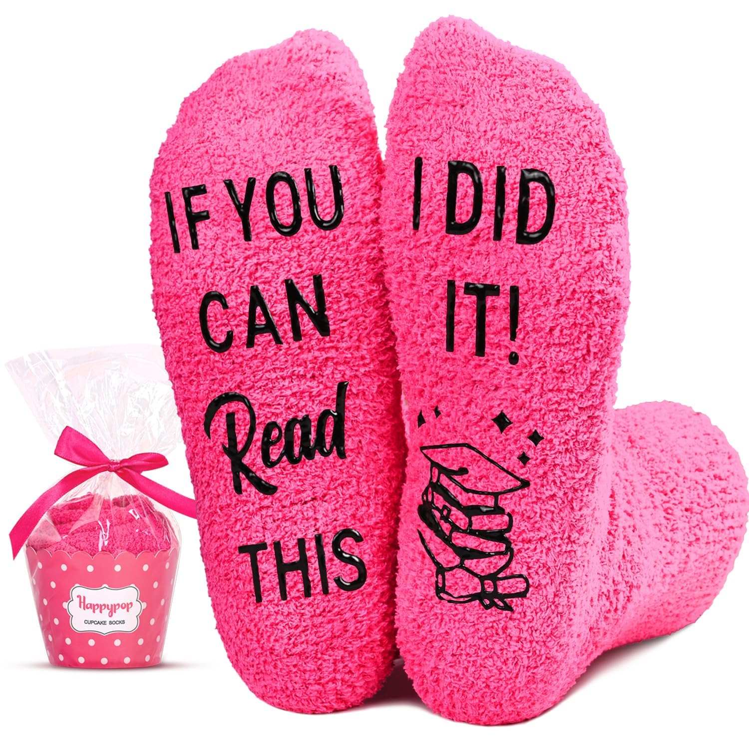 HAPPYPOP Reading Teacher Gifts for Women - Graduation Gifts for Teen Girls, Funny Book Socks