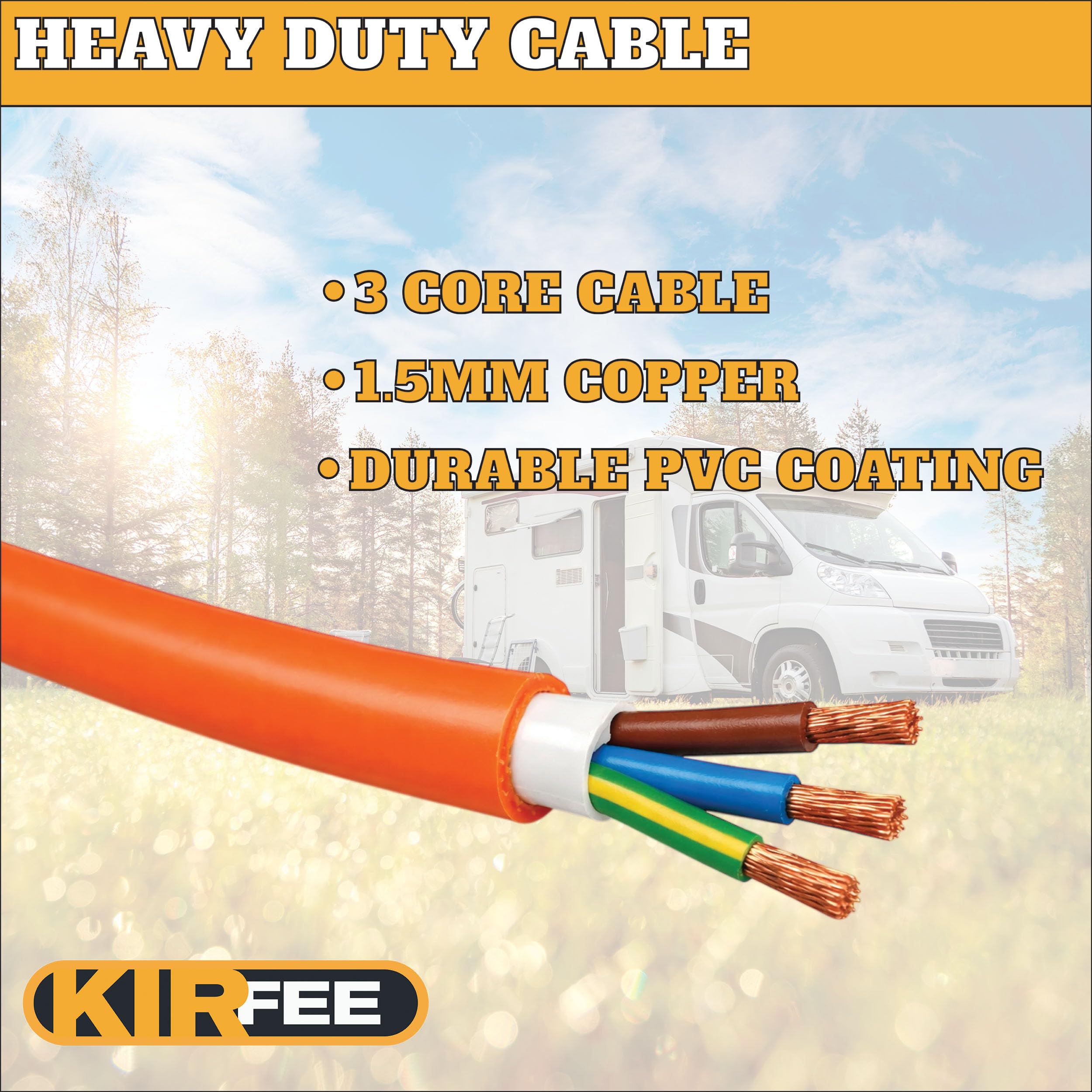 6M Camping Electric Hook Up Cable - 16amp to 13amp Adapter - 4 Gang Electric Hook Up For Camping - Heavy Duty Caravan Extension Lead, Ideal For Caravans, Generators, Motorhomes. — view 3