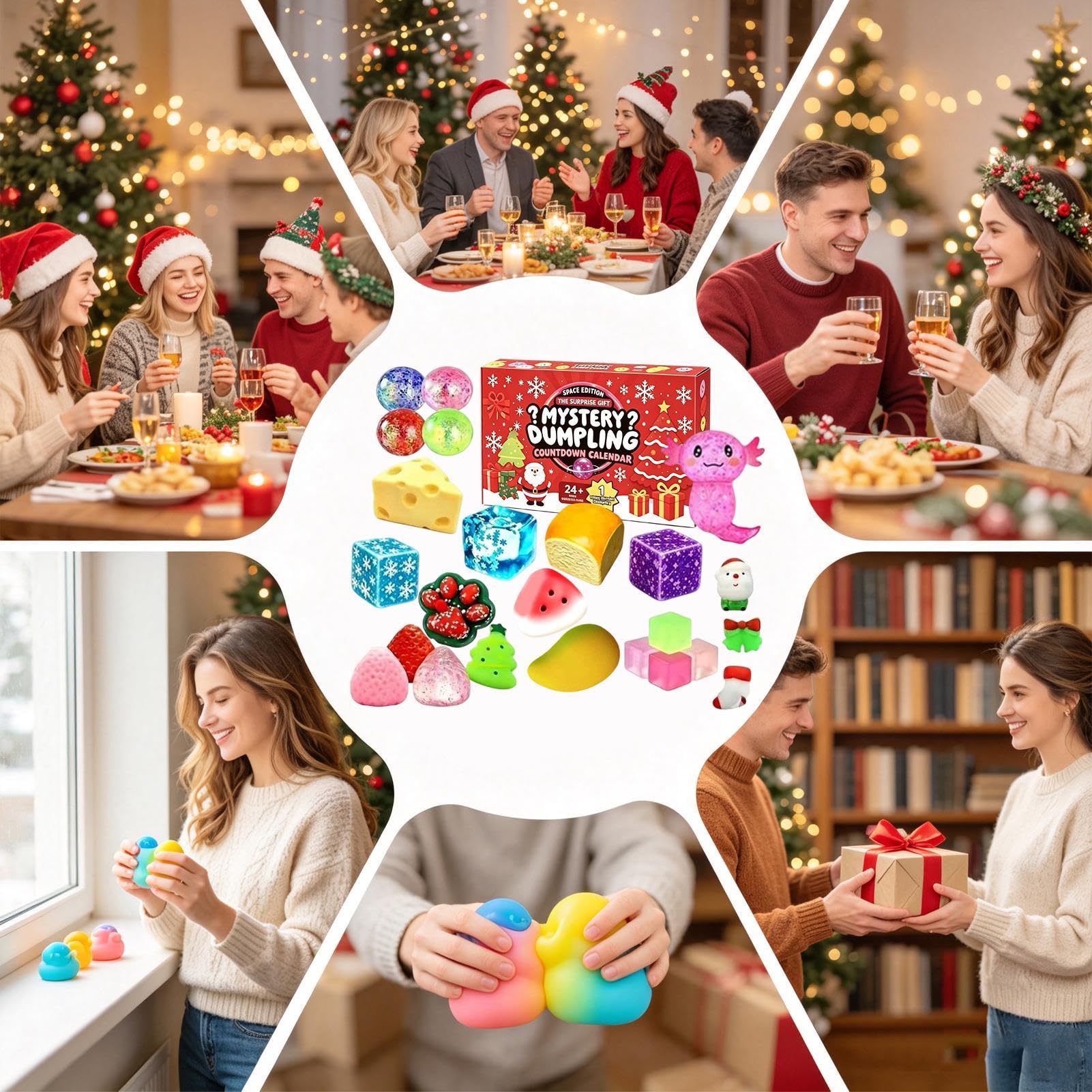 Calendario 'Avvento Natalizio Conto Alla Rovescia 24 Giorni, Giocattoli | Giochi Antistress Cibo A Lenta Risalita Da Stringere Per Casa Ufficio Scuola Quotidiano Viaggio