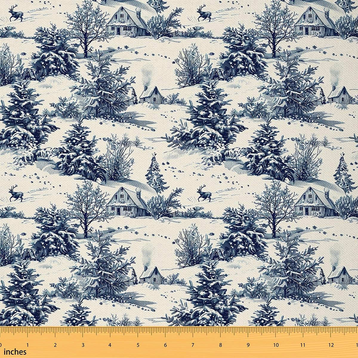 Feelyou Christmas Tree Fabric by The Yard Kids 2 Yard Kids Running Deer Upholstery Fabric for Chairs Boys Girls Teens Cute RABIT Waterproof Outdoor