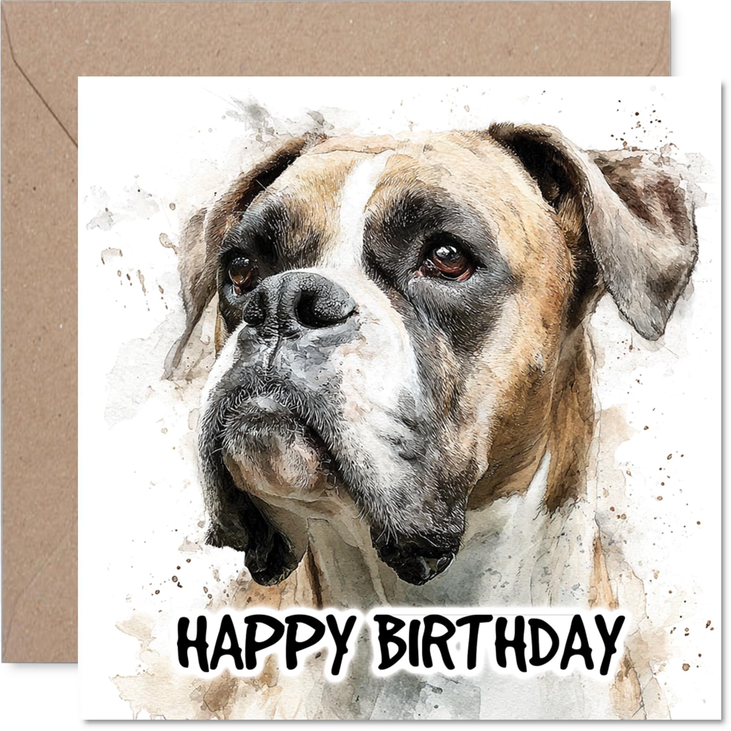 Boxer Birthday Card for Men Women - Dog Breeds - Happy Birthday Card for Cousin Husband Nanny Colleague, 145mm Bday Greeting Cards