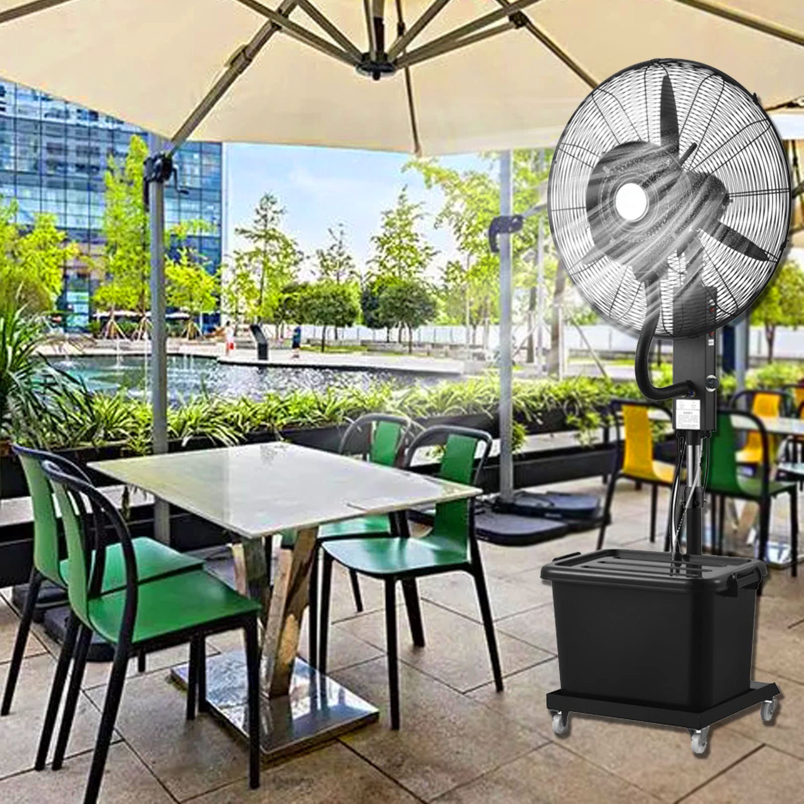 JKJZSALJ Misting Fan Outdoor Commercial Oscillating Pedestal Fan With Mist Cooling Fan,Adjustable Height,11 Gallon Tank,3 Cooling Speeds,71cm/28in
