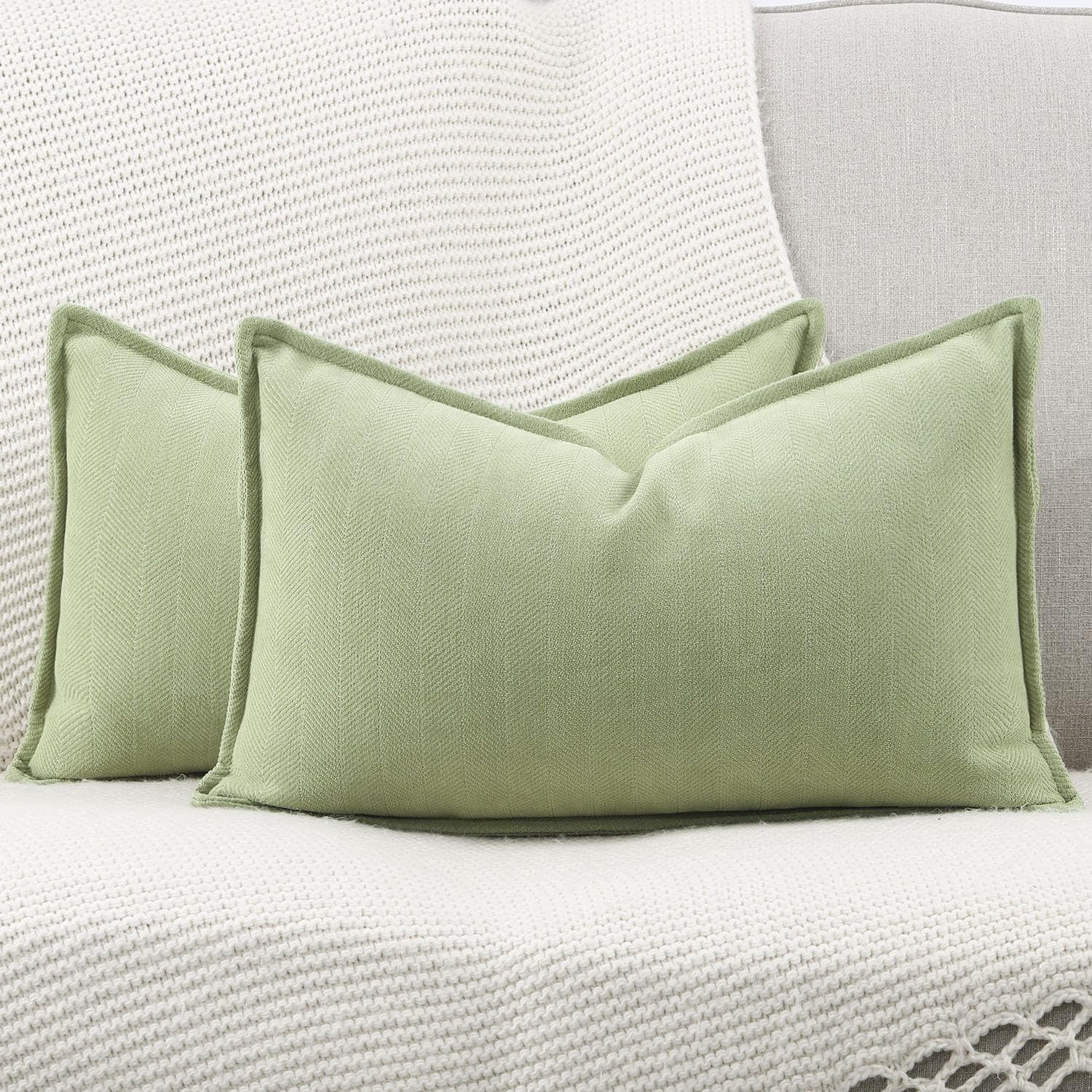 Madizz Textured Chenille Cushion Covers Set of 2 Super Soft Decorative Throw Pillow Covers Boho Pillowcases Modern Home Decor for Sofa Bedroom 18x18 inch - Image 2