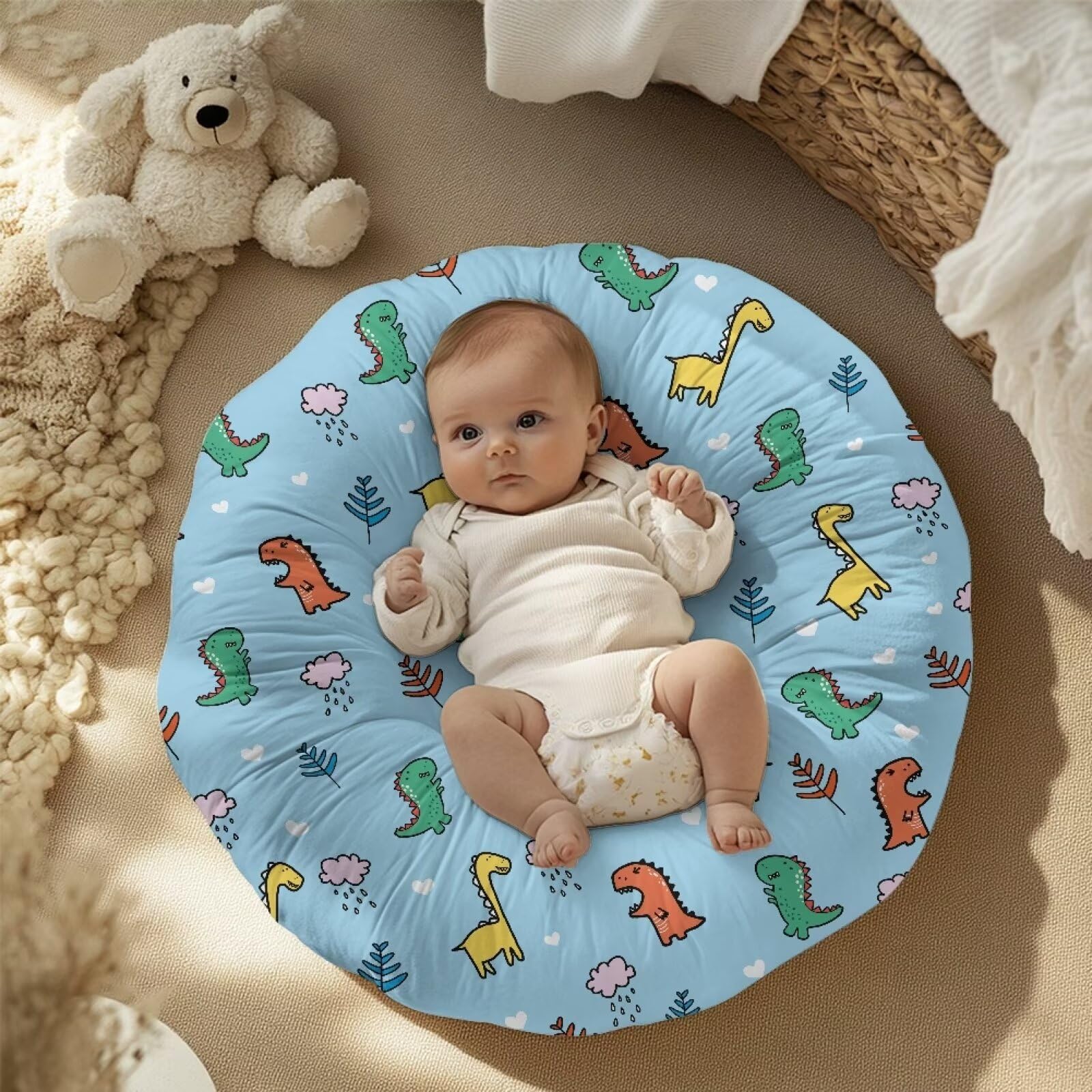 YUVAMAGIMO Dinosaur Newborn Lounger Cover Ultra Soft Baby Lounger Pillow Covers for Girls Boys Stretch Removable Cover for Infant Lounger Pillow Snugly Fit Lounger Slipcover for Newborn Infant