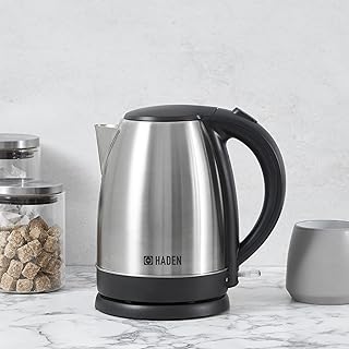 Haden Iver Silver Electric Kettle – 1.7L Stainless Steel Kettle with Auto Shut-Off, Boil-Dry Protection, and Convenient 360° Swivel Base – Lightweight & Stylish Cordless Kettle for Modern Kitchens