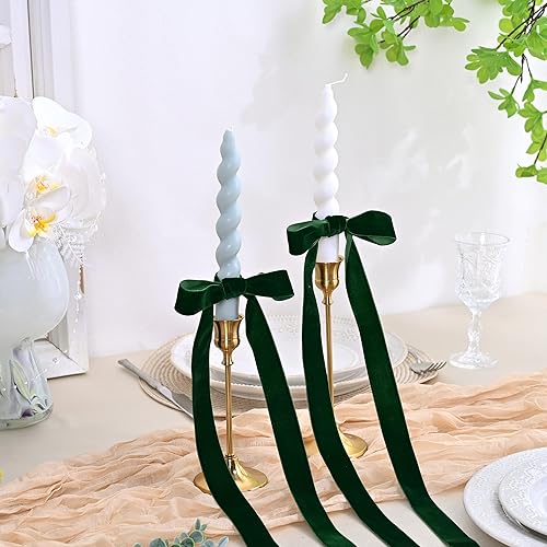 Miniatura 5 de LEEQE Cinta de terciopelo verde oscuro de 1 pulgada x 25 yardas de tela para decoración de coronas de Navidad, adornos hechos a mano, envoltura de