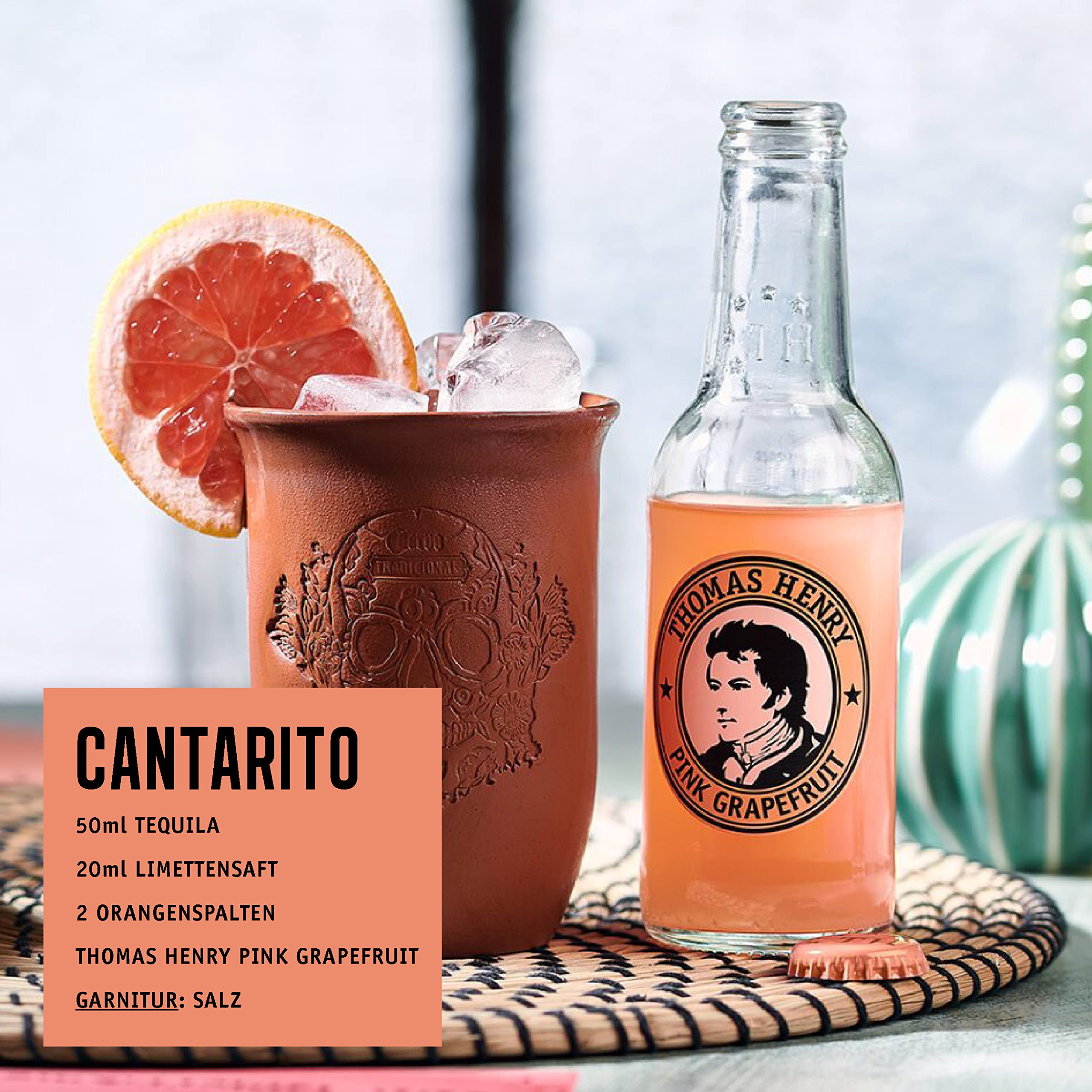 Thomas Henry Pink Grapefruit - aufregend fruchtig - (24 x 0,2 l Glas MW) 24er Set Limonade zum Mixen deiner Longdrinks und Cocktails mit Tequila, Rum & Co.