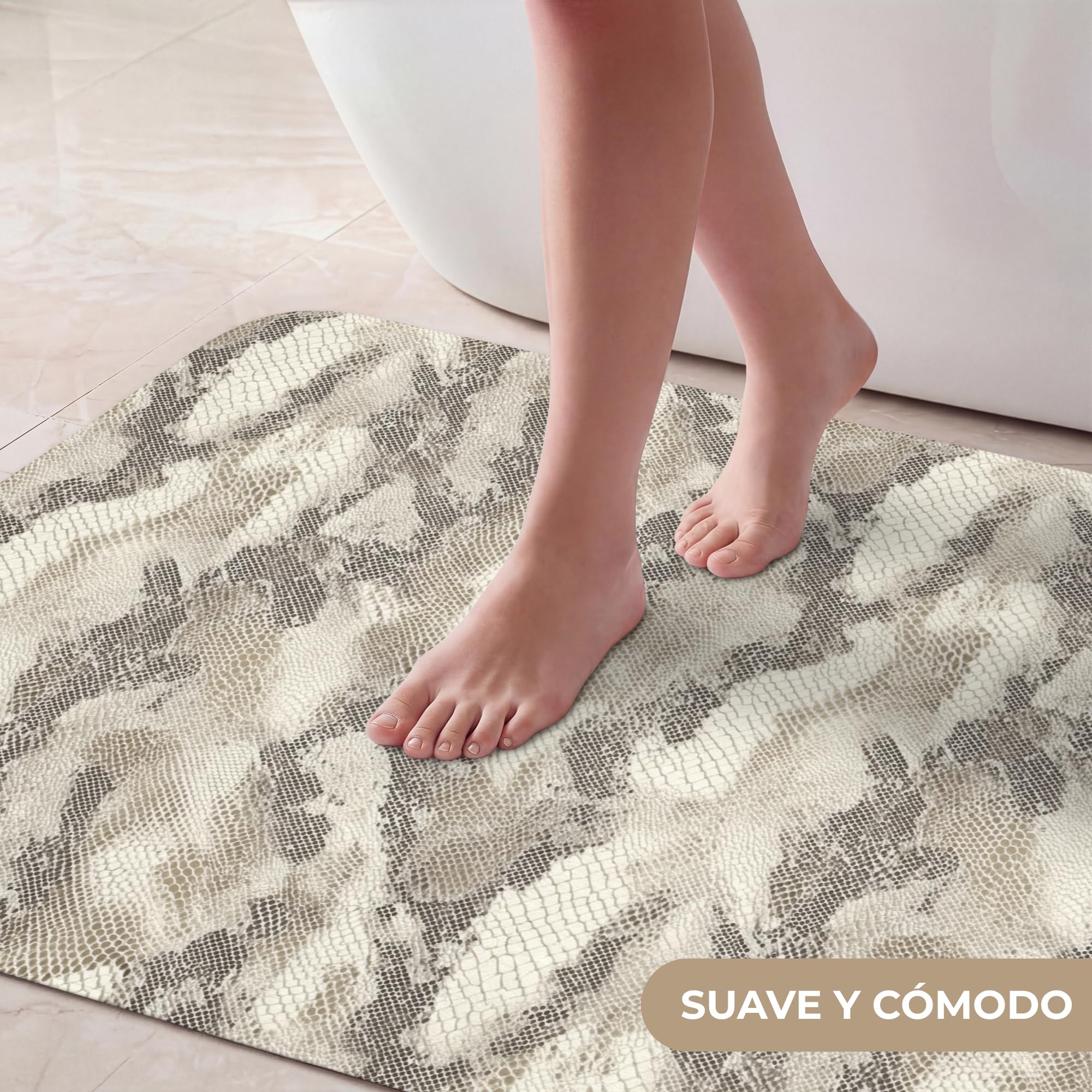 Alfombras Baño Rectangular 90x60 cm Alfombra Ducha Lavable Tapete Bath Mat Non Slip Antideslizante Bathroom Decoracion Shower Serpiente - Patrón - Topo
