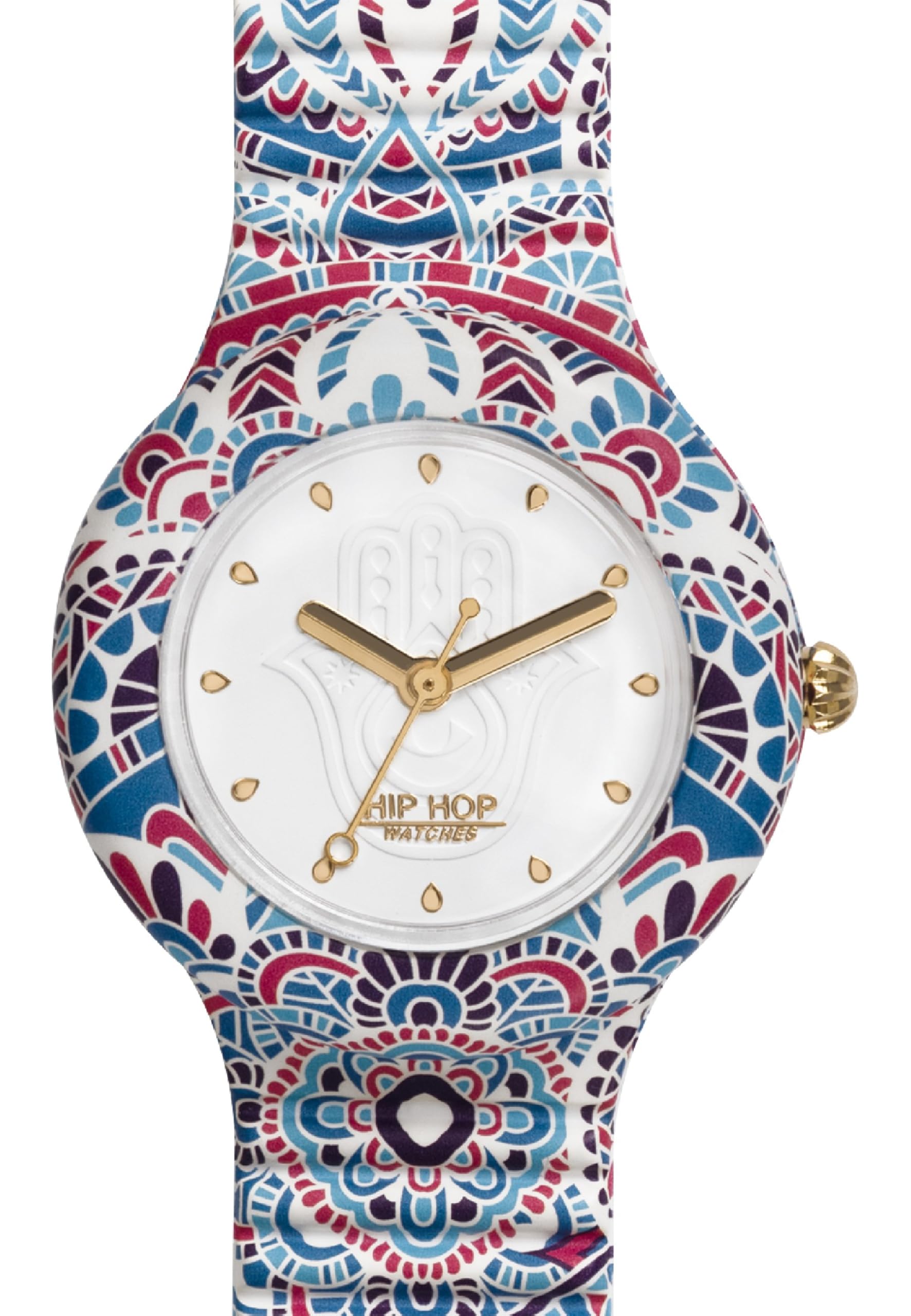 HIP HOP Orologio Solo Tempo Mandala, Orologio Donna Bianco con Stampa Mandala e Cinturino in Silicone Morbido Resistente all'Acqua