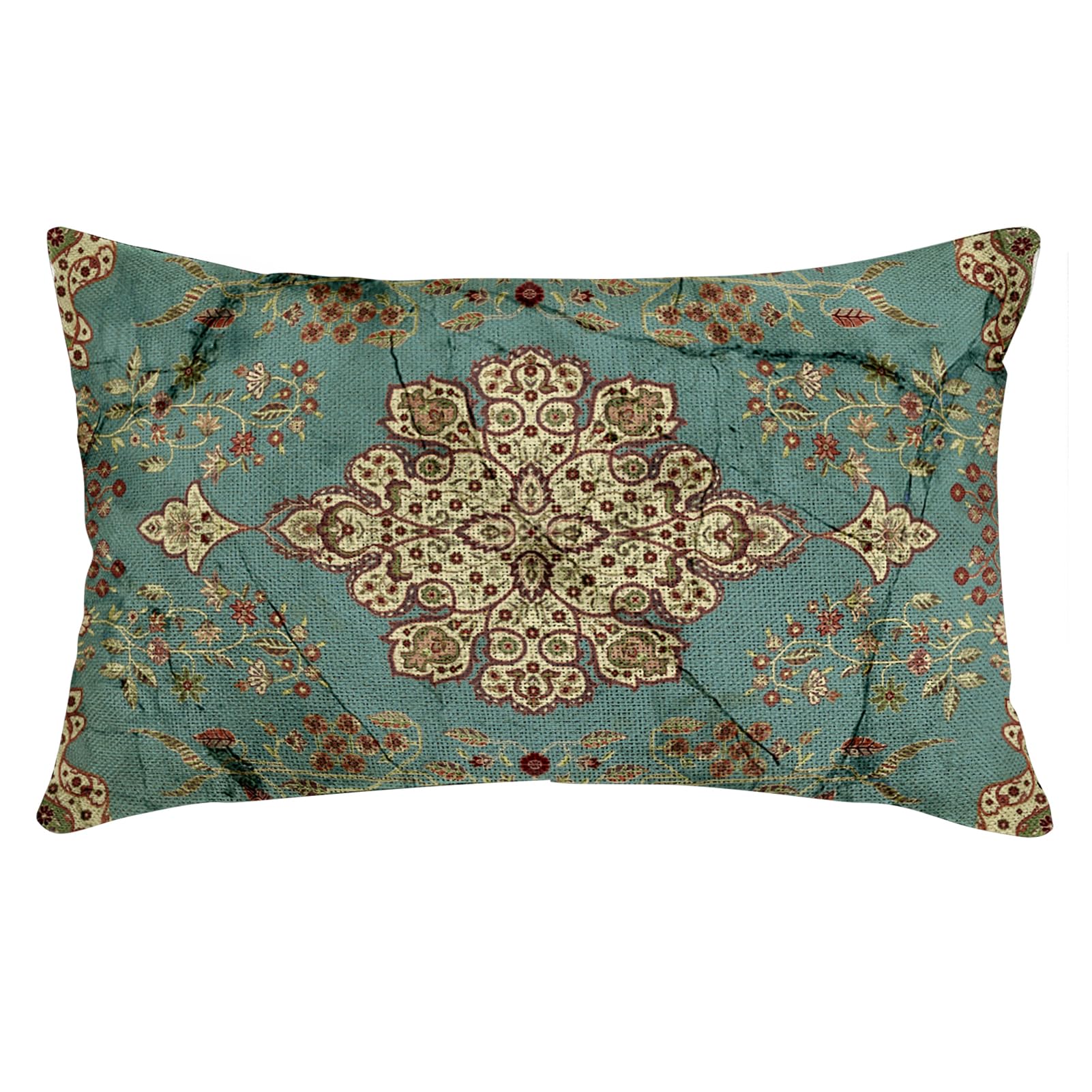 Knagsfa Boho Pillow Covers 12x20 Inch, Persian Carpet Green Vintage Throw Pillow Cover Antique Ethnic Decorative Retro Green Pillow Cases Home Decor Linen Pillowcase