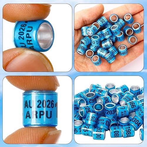 Miniatura 3 de 100 anillos de aluminio multicolor para patas de paloma, anillos de pata de paloma, anillos para identificar bandas de plástico con entrenamiento AU