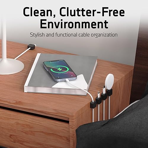 Miniatura 7 de Paquete de 6 organizadores de cables, clip magnético para cables, organizador de cables de escritorio, organizador de cables magnético perfectamente