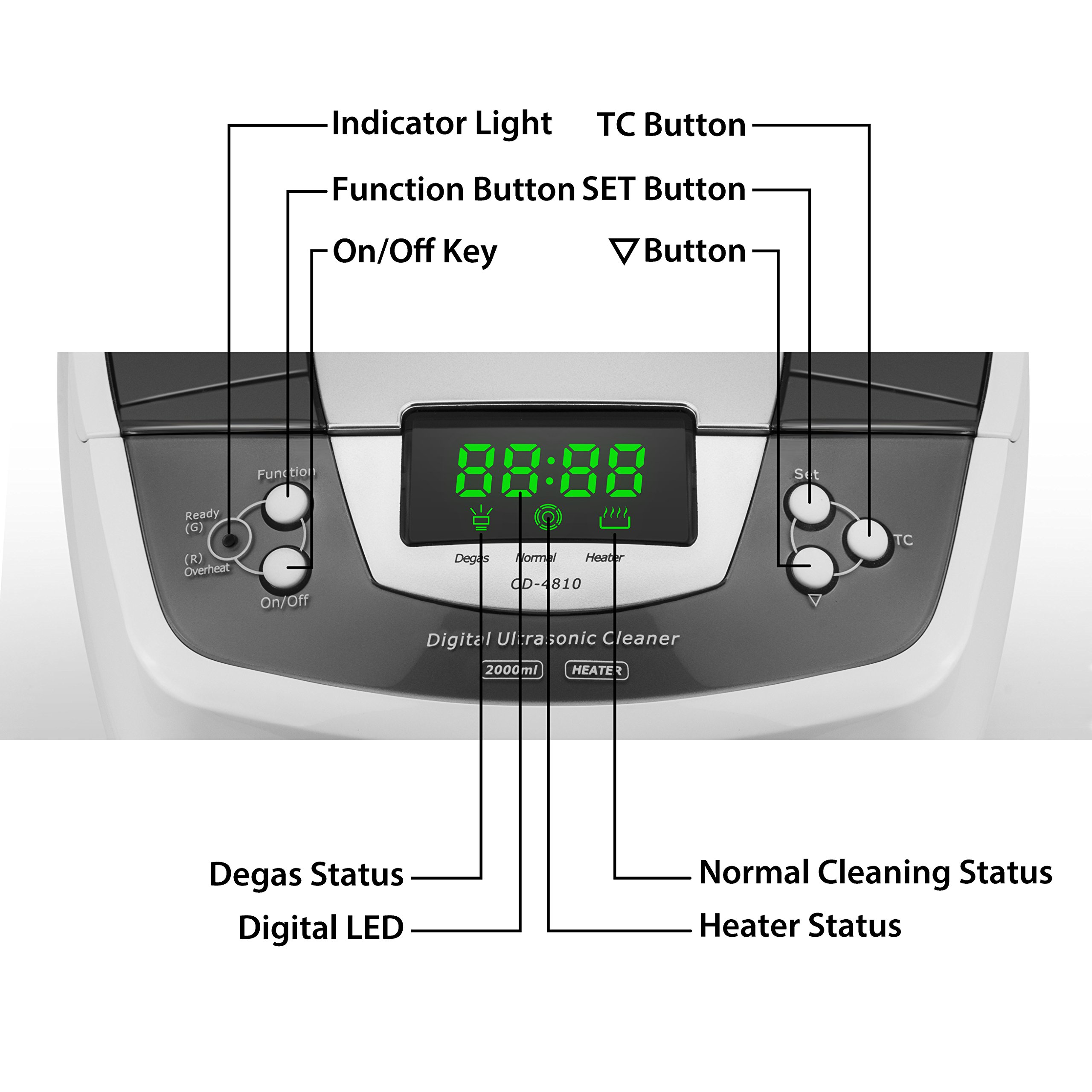LifeBasis 2L Digital Ultraschallreinigungsgerät 35KHz Ultraschallreiniger | mit Heizung & Degas Ultraschall Reiniger Timer 1-30 Min Ultraschallbad für Brille Schmuck Werkzeug Pinsel Chirurgisch 160W
