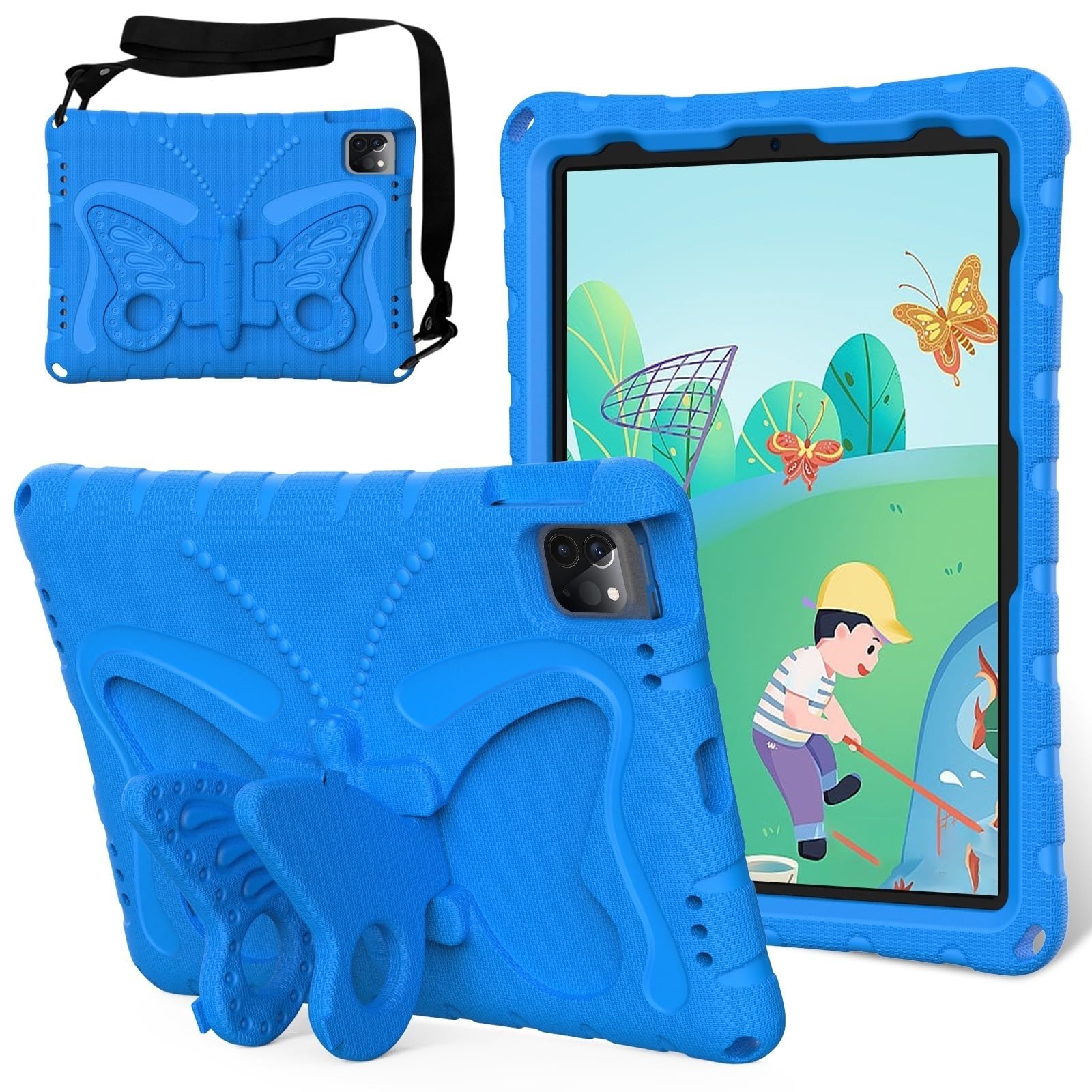 Coque iPad 11e génération 2025 antichoc en mousse EVA bleue avec support - 8