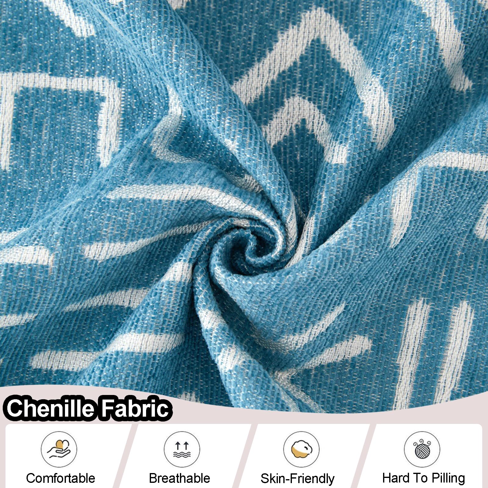 A/B RéVersible Housse De Canapé d'angle 1 2 3 4 Places Couvre Jeté De Canapé en Chenille Forme De L/U Rebel Cat Serviette De Canapé Multifonction Couverture pour Camping Plage(180X200cm,Blue)