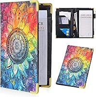 Vista 17 de Libros de servidor para mesera - Cartera de cuero PU marrón con bolsillo con cierre, motivo navideño; lindo organizador para meseros con bolsillo