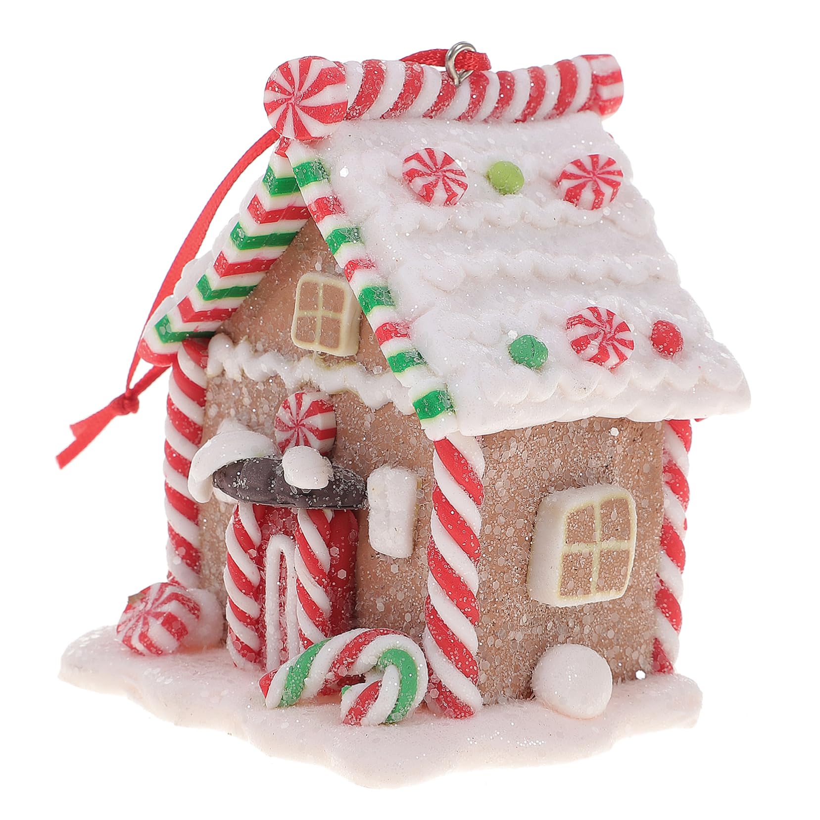 Cabilock Christmas Tree Pendant Xmas Tree Hanging House Gingerbread House Decorative Christmas Candy House Ginger Bread House Fabric Kettle Decorations Mini Man Resin Candy Cane