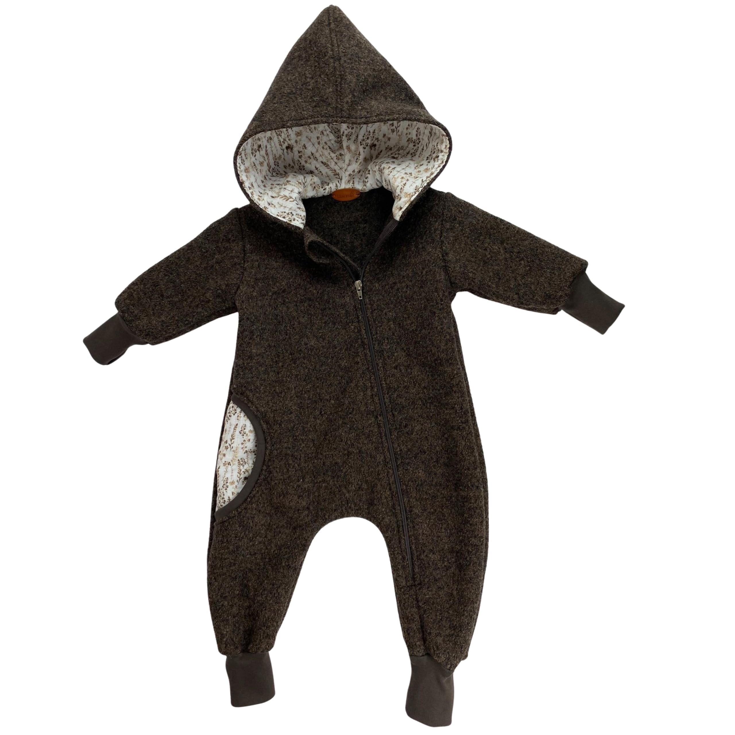 Lilakind Wollwalk Overall Baby & Kind - OV96 mit Musselin-Kapuze - Größe 62-104 - Unisex