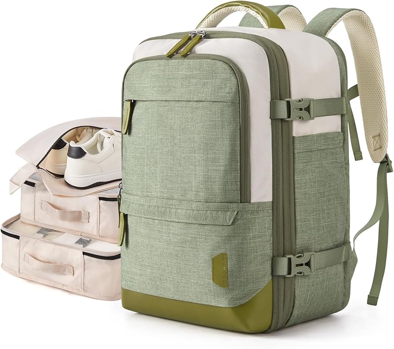Mochila de viaje expandible BAGSMART 37L para llevar en la mochila de día | La bolsa de fin de semana se adapta al portátil de 17". Equipaje resistente al agua con cubos de embalaje y bolsa para zapatos.